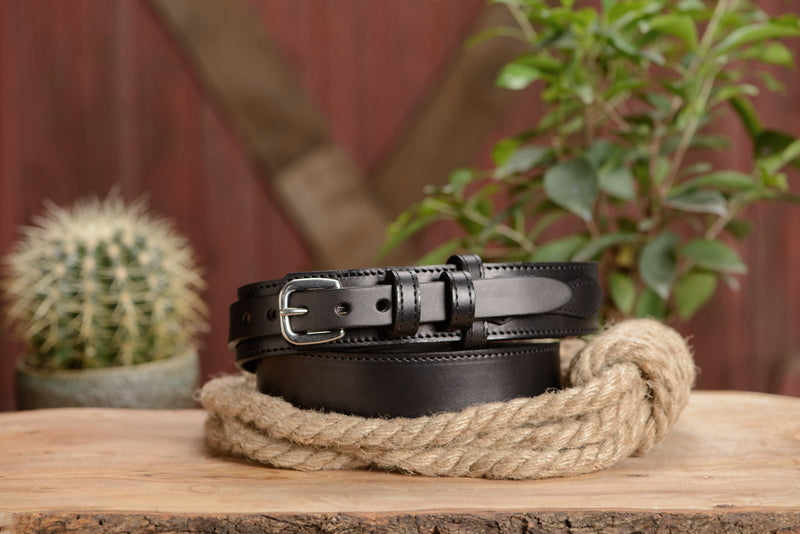 The Walker: Black Stitched Ranger 1.50" - Amish Made Belts