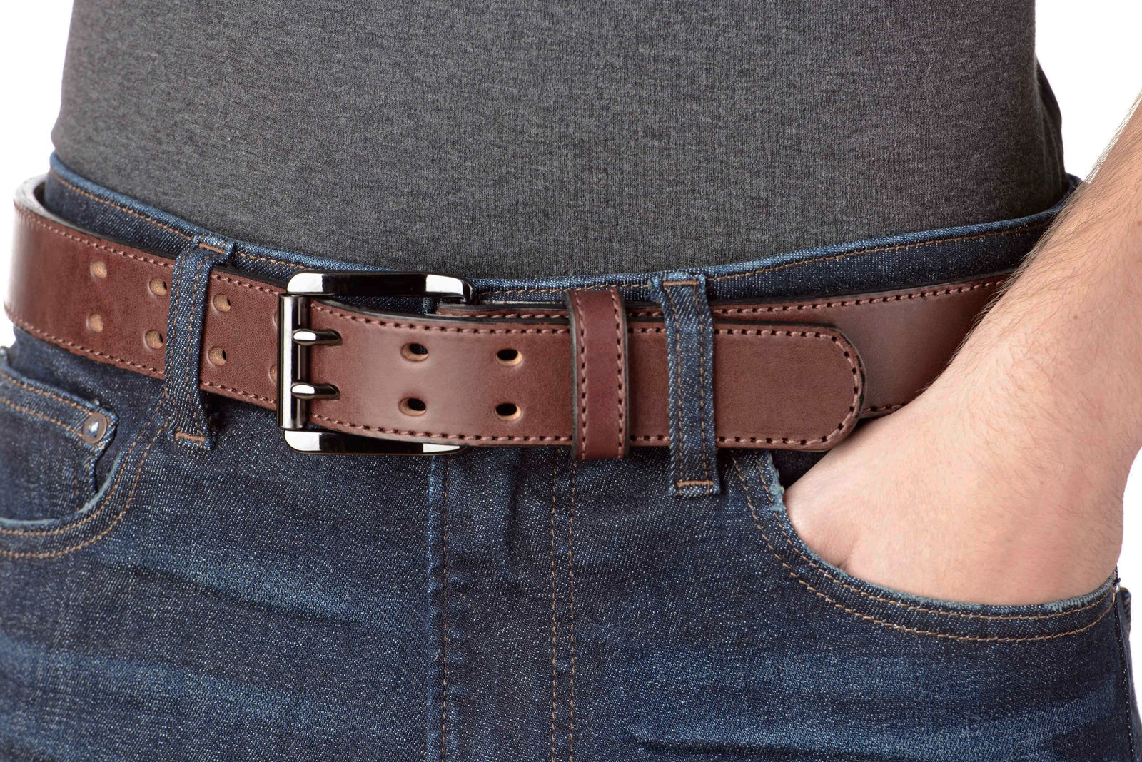 Dark Brown Leather Belt With hotsell Gun Metal Bandera Buckle