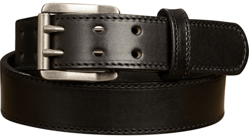 The Viper: Black Stitched Double Prong Max Thick 1.50" - Amish Made Belts
