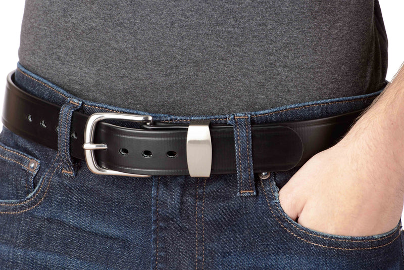 The Hercules Belt™ -  Black Max Thick With Stainless Buckle And Keeper 1.50" (H530BK) - Amish Made Belts