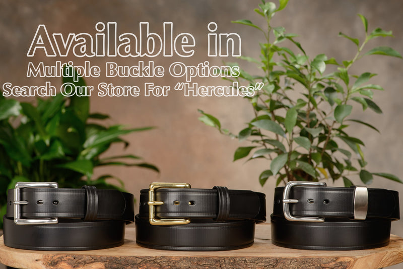 The Hercules Belt™ -  Black Max Thick With Western Buckle And Keeper 1.50" (H570BK) - Amish Made Belts