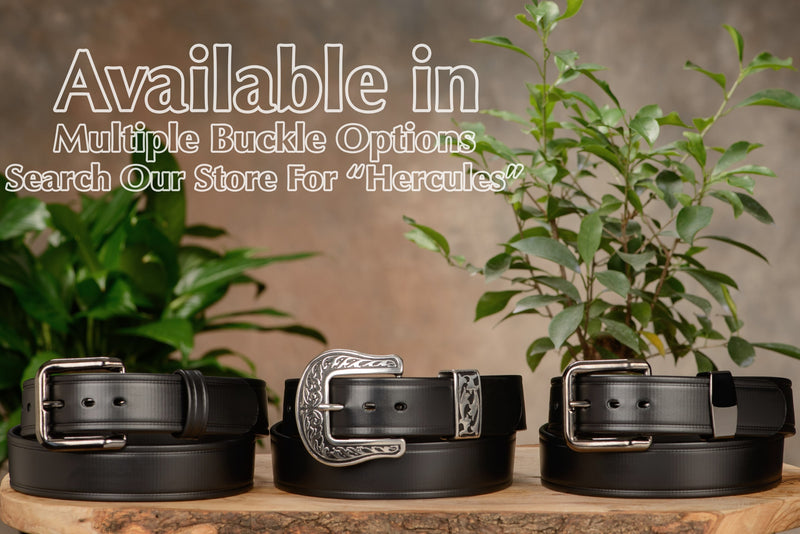 The Hercules Belt™ -  Black Max Thick With Stainless Buckle 1.50" (H520BK) - Amish Made Belts