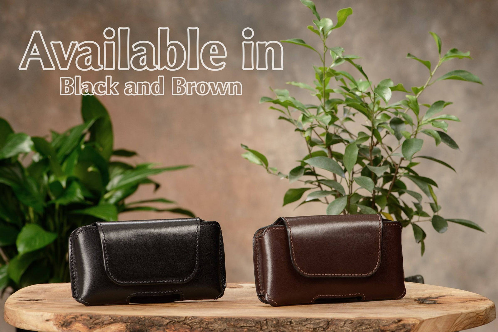 その他 hide Men's Brown Deluxe Leather Horizontal Cellphone Holster Case