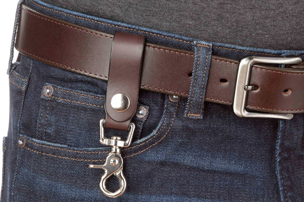 Brown Leather Key Hanger With Scissor Snap (SKU 234-36) - Amish Made Belts