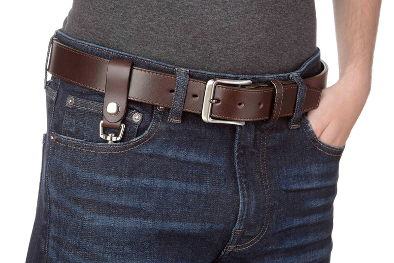 Brown Leather Key Hanger With Scissor Snap (SKU 234-36) - Amish Made Belts