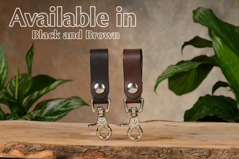 Black Leather Key Hanger With Scissor Snap (SKU 234-18) - Amish Made Belts