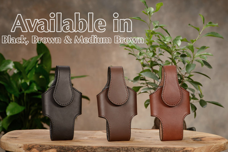 Black Leather Vertical Cellphone Holster Case - Amish Made Belts