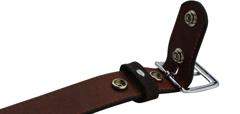 The Lakota: Brown Stitched Water Buffalo With Snaps 1.25" - Amish Made Belts